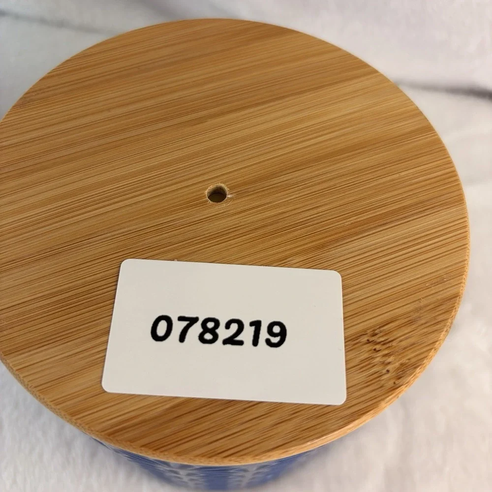 Cobalt Blue Ceramic Kitchen Canister Bamboo Lid 5